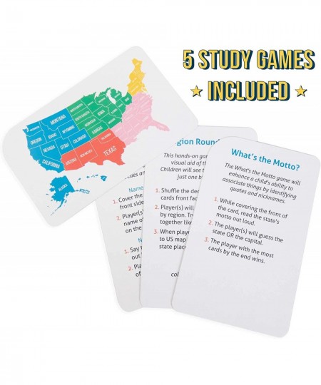 States & Capitals Flash Cards for Kids – 50 American State Cards + 9 Learning Games – USA Facts Capitals Nicknames Geography ...