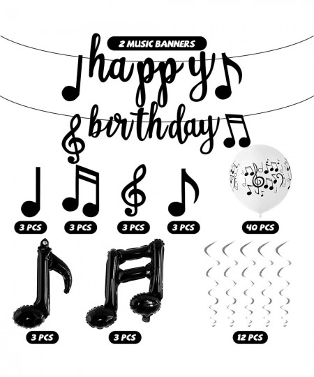 60 Pieces Music Theme Party Decorations Set Include Music Note Latex Balloons Music Note Foil Balloons Music Note Banner Musi...