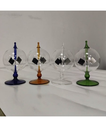 Crookes Radiometer Handmade Solar Power Glass Windmill with 4 Spinning Vanes Desk Toys for Home Office Decoration Gift Detect...