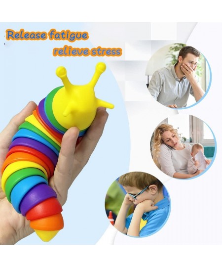 Rainbow Fidget Slug 3D Sensory Wiggle Slug Toys Caterpillar Fidget Toy Anxiety Relief Slug Fidget Toys Sensory Slug Worm Toy ...