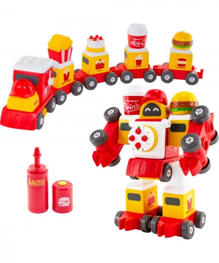 Take Apart Robot Toys for 3 4 5 6 Year Old Boys Girls 5 in 1 Hamburger Train Robot Toys for Kids STEM Robot Toys Construction...