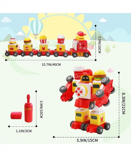 Take Apart Robot Toys for 3 4 5 6 Year Old Boys Girls 5 in 1 Hamburger Train Robot Toys for Kids STEM Robot Toys Construction...