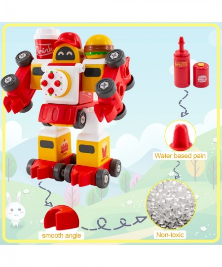 Take Apart Robot Toys for 3 4 5 6 Year Old Boys Girls 5 in 1 Hamburger Train Robot Toys for Kids STEM Robot Toys Construction...