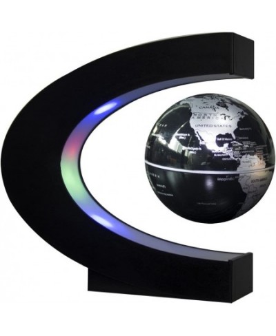 Floating Globe with LED Lights C Shape Magnetic Levitation Floating Globe World Map for Desk Decoration (Black-Silver) $43.27...