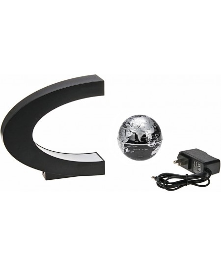 Floating Globe with LED Lights C Shape Magnetic Levitation Floating Globe World Map for Desk Decoration (Black-Silver) $43.27...