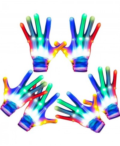 3 Pairs Christmas LED Gloves for Kids Toys 5 Colors 6 Modes Flashing Finger Light Up Rave Gloves New Years Eve Party Supplies...