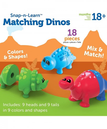 Snap-n-Learn Matching Dinos - 18 Pieces Ages 18+ Months Toddler Fine Motor Toys Counting & Sorting Toy Shape Sorting Dinosaur...