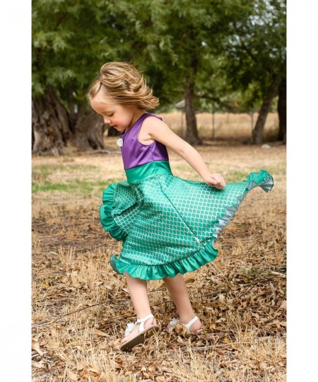 Mermaid Princess Twirl Dress (Large Size 8) - Machine Washable Child Pretend Play and Party Dress with No Glitter $58.56 - Ki...