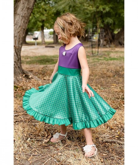 Mermaid Princess Twirl Dress (Large Size 8) - Machine Washable Child Pretend Play and Party Dress with No Glitter $58.56 - Ki...