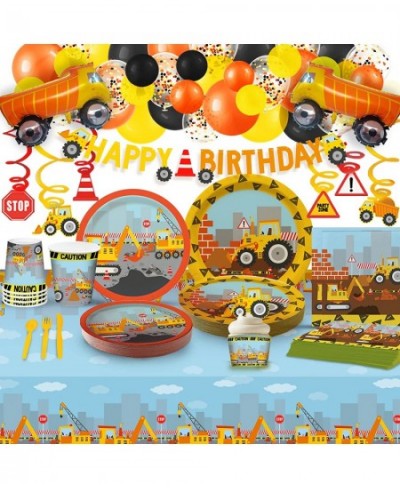 Construction Birthday Party Supplies (Serves 20) - Truck Birthday Decorations for Boys - Large Foil Balloons Plates Cups Cupc...