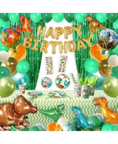 Dinosaur Birthday Party Supplies Dinosaur Party Decorations 150 Pcs-Dinosaur Balloon Fringe Curtain Sticker Plate Balloon Inf...