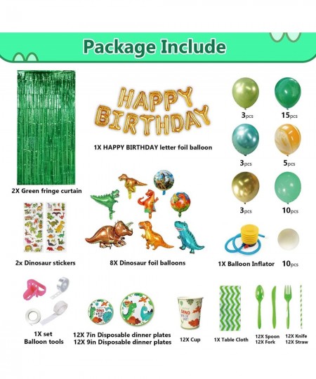 Dinosaur Birthday Party Supplies Dinosaur Party Decorations 150 Pcs-Dinosaur Balloon Fringe Curtain Sticker Plate Balloon Inf...