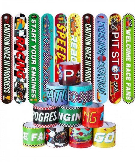 40 Pcs Race Car Party Decorations Favors Racing Bracelet for Kids Racing Wristbands Bracelet Checkered Slap Bracelets Dirt Bi...