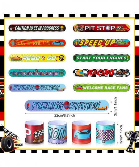 40 Pcs Race Car Party Decorations Favors Racing Bracelet for Kids Racing Wristbands Bracelet Checkered Slap Bracelets Dirt Bi...