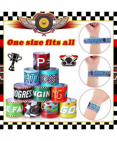 40 Pcs Race Car Party Decorations Favors Racing Bracelet for Kids Racing Wristbands Bracelet Checkered Slap Bracelets Dirt Bi...