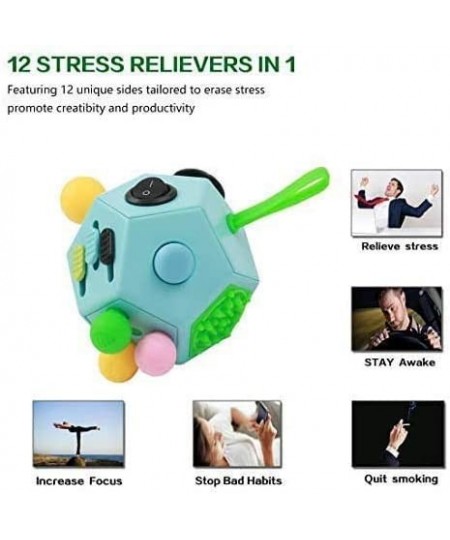 12 Side Fidget Cube Fidget Toys Cube Relief Stress and Anxiety Depression Anti for Kids and Adults with ADD ADHD OCD Autism (...