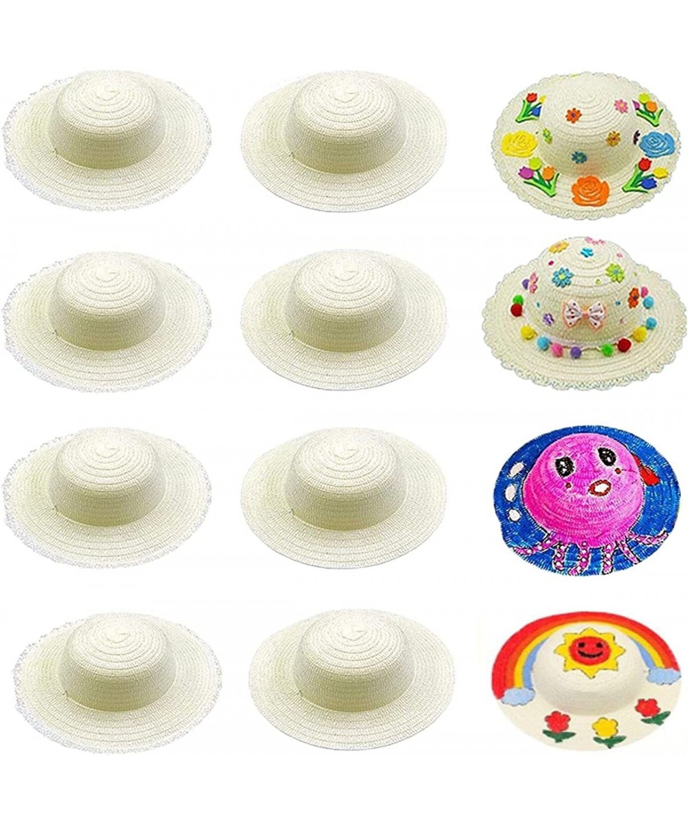 DIY White Straw Hats for Kids Creative Handcrafts Creative Painting Sun Hats Child Mardi Gras Easter harvest Thanksgiving Whi...