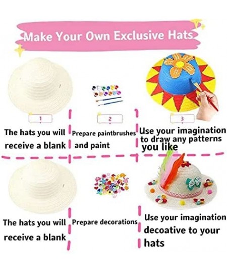 DIY White Straw Hats for Kids Creative Handcrafts Creative Painting Sun Hats Child Mardi Gras Easter harvest Thanksgiving Whi...