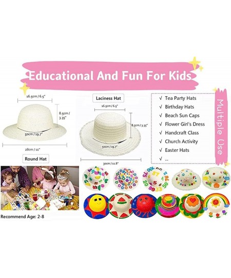 DIY White Straw Hats for Kids Creative Handcrafts Creative Painting Sun Hats Child Mardi Gras Easter harvest Thanksgiving Whi...