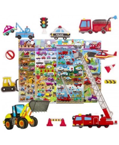 3D Puffy Stickers for Kids Reusable Car Sticker for Toddler Boys Girls includes Truck Construction Tractor - 4 Sheets (Vehicl...