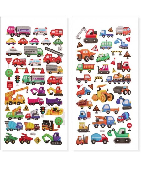 3D Puffy Stickers for Kids Reusable Car Sticker for Toddler Boys Girls includes Truck Construction Tractor - 4 Sheets (Vehicl...