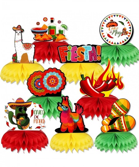 9 Pieces Mexican Fiesta Party Honeycomb Table Decorations Colorful Cinco De Mayo Table Party Centerpiece Fiesta Birthday Hone...