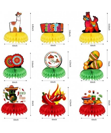 9 Pieces Mexican Fiesta Party Honeycomb Table Decorations Colorful Cinco De Mayo Table Party Centerpiece Fiesta Birthday Hone...