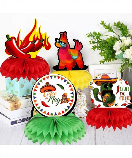 9 Pieces Mexican Fiesta Party Honeycomb Table Decorations Colorful Cinco De Mayo Table Party Centerpiece Fiesta Birthday Hone...