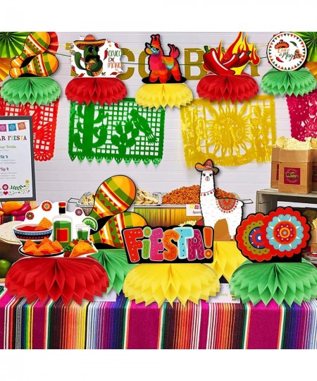 9 Pieces Mexican Fiesta Party Honeycomb Table Decorations Colorful Cinco De Mayo Table Party Centerpiece Fiesta Birthday Hone...