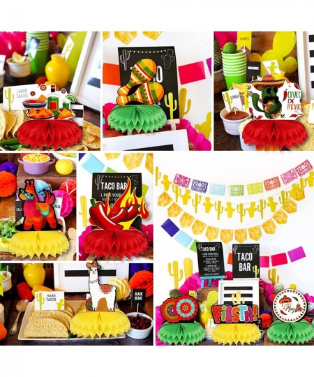 9 Pieces Mexican Fiesta Party Honeycomb Table Decorations Colorful Cinco De Mayo Table Party Centerpiece Fiesta Birthday Hone...