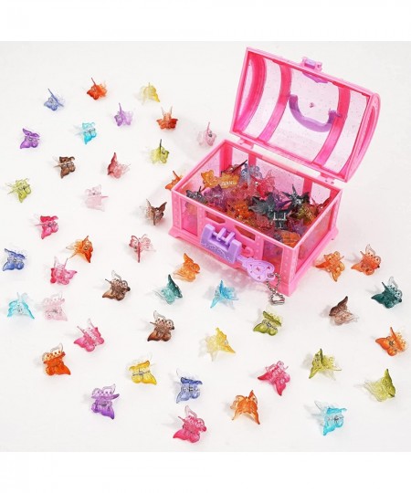 100 Pieces Butterfly Hair Clips Mini Claw Clip Pastel Hair Clips with Toy Treasure Box for Baby Girls Kids Toddlers Party Gif...