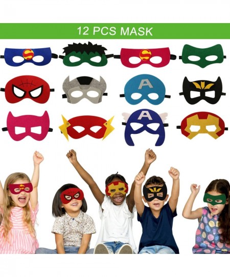 98Pcs Superhero Party Favors Superhero Birthday Supplies Include Hero Masks Silicone Wristbands Button Pins Silicone Key Chai...