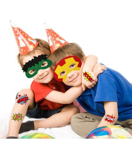 98Pcs Superhero Party Favors Superhero Birthday Supplies Include Hero Masks Silicone Wristbands Button Pins Silicone Key Chai...