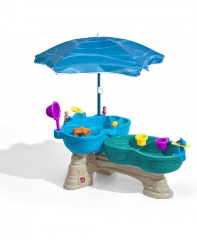 Spill & Splash Seaway Water Table | Kids Dual-Level Water Play Table with Umbrella & 11-Pc Accessory Set | Large Water Table ...