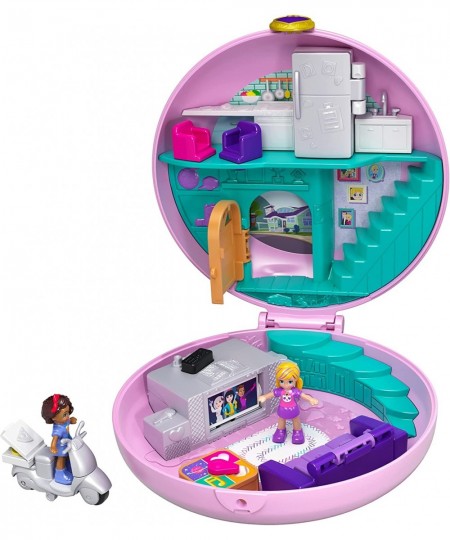 Pocket World Donut Pajama Party Compact with Donut Shape Polly’s Living Room World Surprise Reveals Micro Polly and Shani Dol...