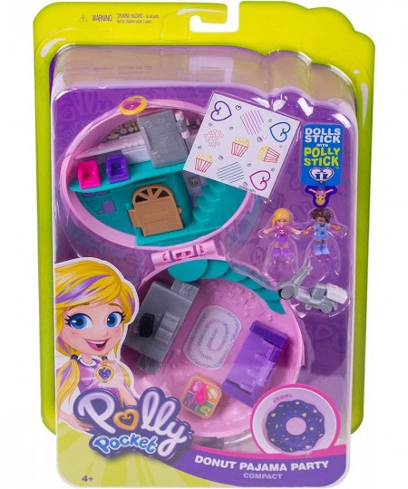 Pocket World Donut Pajama Party Compact with Donut Shape Polly’s Living Room World Surprise Reveals Micro Polly and Shani Dol...