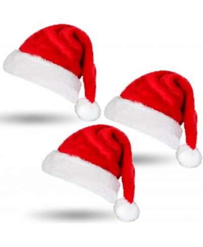 3Pcs Quality Christmas Hat Santa Hat Xmas Holiday Hat for Kids Unisex Velvet Comfort Christmas Hats Extra Thicken Classic Plu...