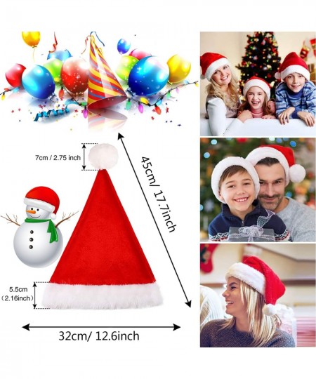 3Pcs Quality Christmas Hat Santa Hat Xmas Holiday Hat for Kids Unisex Velvet Comfort Christmas Hats Extra Thicken Classic Plu...