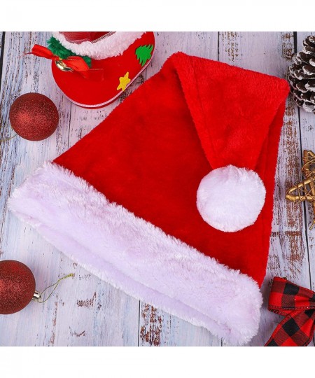 3Pcs Quality Christmas Hat Santa Hat Xmas Holiday Hat for Kids Unisex Velvet Comfort Christmas Hats Extra Thicken Classic Plu...