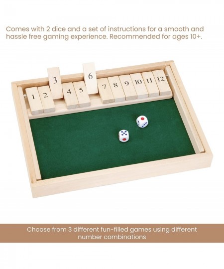 Large Shut The Box Game - 3-in-1 Board Game - 12 Dice Board Game - Wooden Pub Tabletop Game Box - 2 Dice Included $29.73 - Bo...