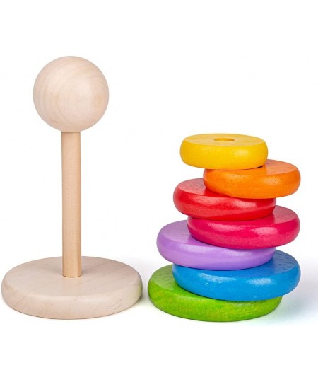 Bigjigs Toys My First Rainbow Stacking Toy Wooden Toys Baby Toys Wooden Stacking Toys Ring Stacker Toddler Toys Wooden Toys f...