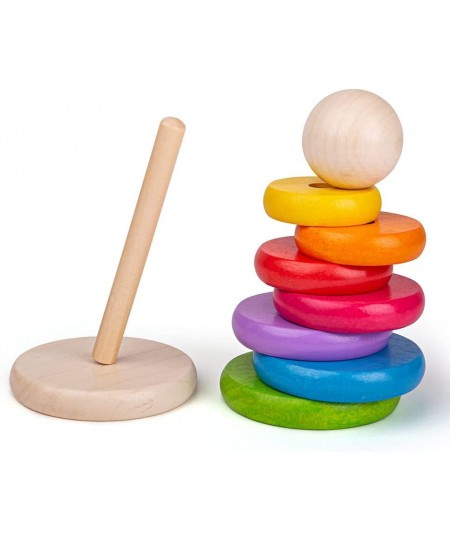 Bigjigs Toys My First Rainbow Stacking Toy Wooden Toys Baby Toys Wooden Stacking Toys Ring Stacker Toddler Toys Wooden Toys f...