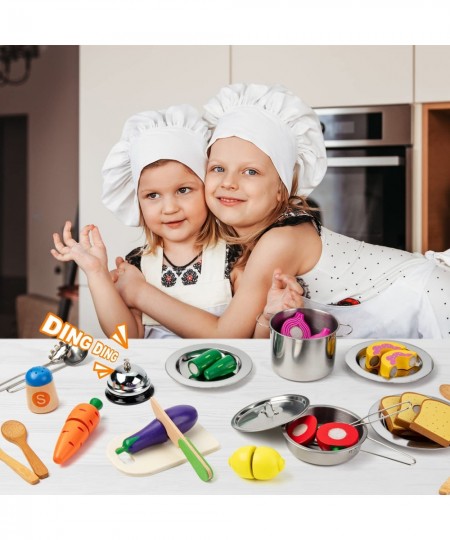 Pretend Play Kitchen Set - Toy Kitchen Accessories with Stainless Steel Cookware Pots and Pans Plates Cooking Utensils Kids C...