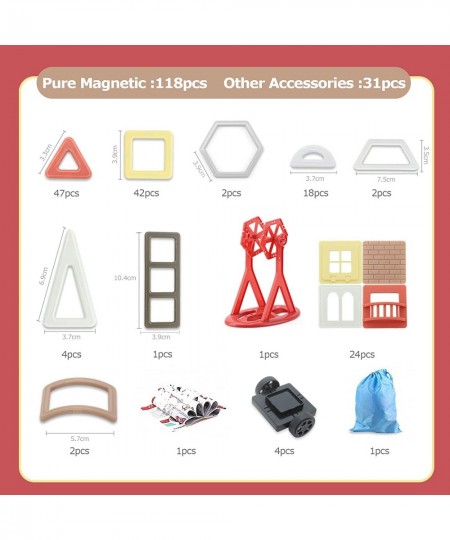 149 Piece Magnetic Blocks Building Tiles Educational Construction Toy Set STEM Playset for 3 4 5 6 7 Years Old Boys Girls Gif...