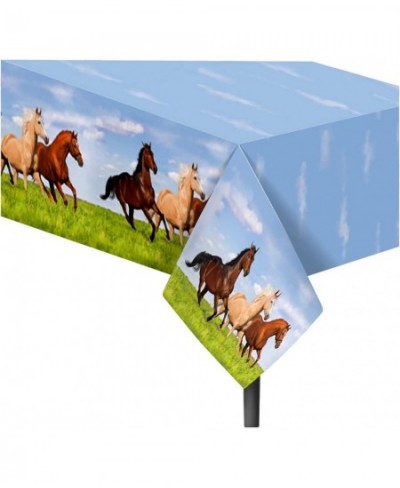 Wild Horse Plastic Tablecloth 2 Pack 54 x 87 Inch Horse Racing Tablecover Horse Party Decorations Supplies Horse Party Table ...