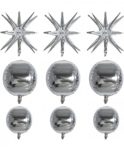 Silver Foil Balloons Silver Star Foil Balloons 9PCS Silver Starburst Foil Balloon Set Explosion Point Star Balloons 4D Silver...