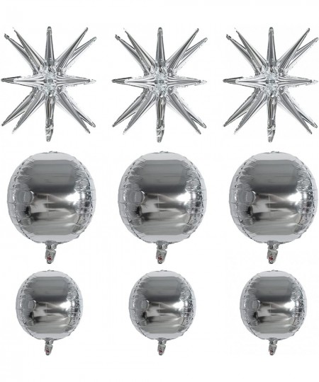 Silver Foil Balloons Silver Star Foil Balloons 9PCS Silver Starburst Foil Balloon Set Explosion Point Star Balloons 4D Silver...