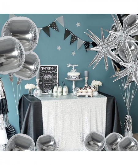 Silver Foil Balloons Silver Star Foil Balloons 9PCS Silver Starburst Foil Balloon Set Explosion Point Star Balloons 4D Silver...