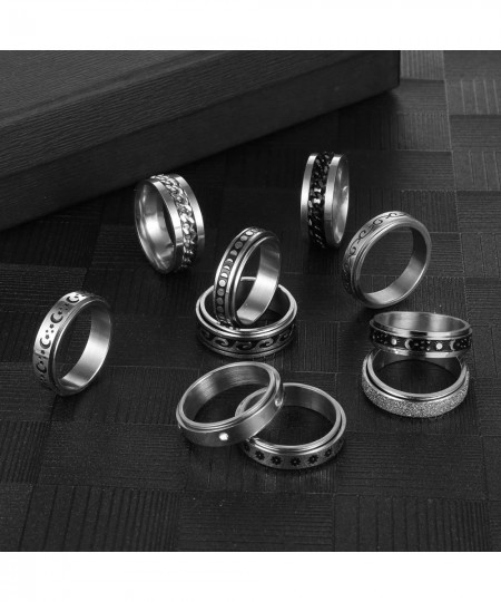 10 Pcs Anxiety Ring Stainless Steel Fidget Ring for Women Men Anti Anxiety Moon Star Ring Cool Relieveing Stress Spinner Ring...