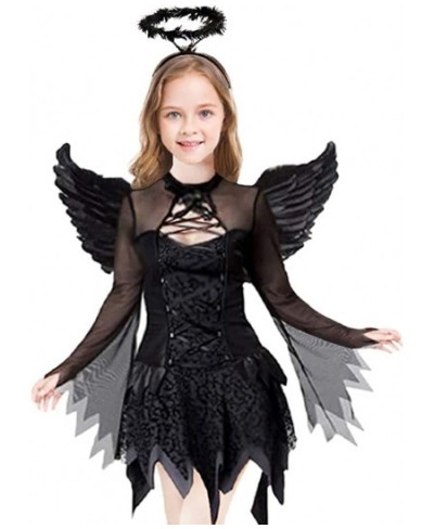 Girls Fallen Angle Costume Black Fancy Party Dress with Headband and Wings $32.61 - Kids' Costumes